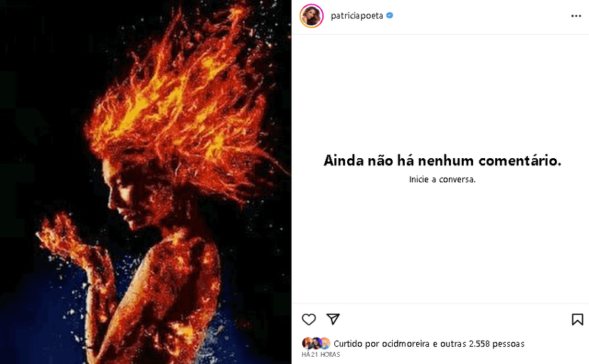 Patrícia Poeta compartilhou registro em chamas (Foto: Reprodução/ Instagram)
