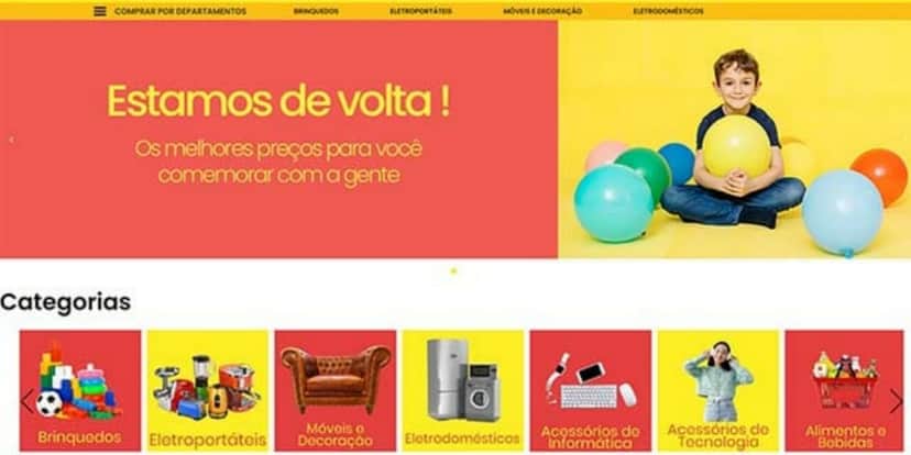 Portal da Nossa Eletro segue com nome anterior da empresa (Foto: Reprodução/ricardoeletro.com.br) Portal da Nossa Eletro segue com nome anterior da empresa (Foto: Reprodução/ricardoeletro.com.br)