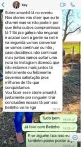 Print vazado de Key e Gustavo falando sobre fim do namoro (Foto: Reprodução / Internet) Print vazado de Key e Gustavo falando sobre fim do namoro (Foto: Reprodução / Internet)