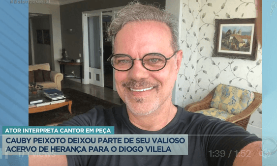 Diogo Vilela fica com parte do acervo de Cauby Peixoto (Foto Reprodução/PlayPlus) Diogo Vilela fica com parte do acervo de Cauby Peixoto (Foto Reprodução/PlayPlus)