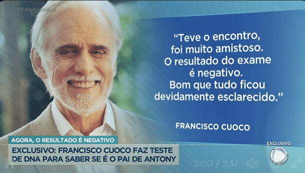 Resposta de Francisco Cuoco diante do resultado (Foto Reprodução/Twitter) Resposta de Francisco Cuoco diante do resultado (Foto Reprodução/Twitter)