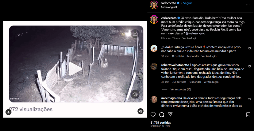 Ivete Sangalo foi confrontada por Carla Cecato pelas redes sociais (Foto Reprodução/Instagram) Ivete Sangalo foi confrontada por Carla Cecato pelas redes sociais (Foto Reprodução/Instagram)