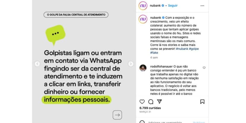 Falsa Central de Atendimento (Foto: Reprodução / Instagram) Falsa Central de Atendimento (Foto: Reprodução / Instagram)