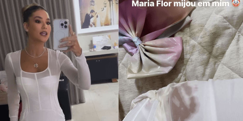 Influenciadora leva mijada da filha (Reprodução/Instagram) Influenciadora leva mijada da filha (Reprodução/Instagram)