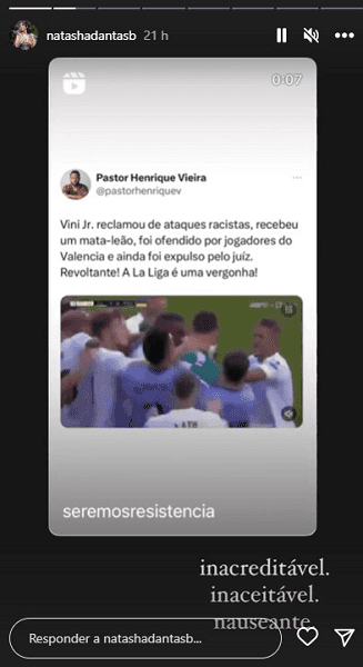 Publicação de Natasha Dantas, esposa de Bonner (Foto: Reprodução/ Instagram) Publicação de Natasha Dantas, esposa de Bonner (Foto: Reprodução/ Instagram)