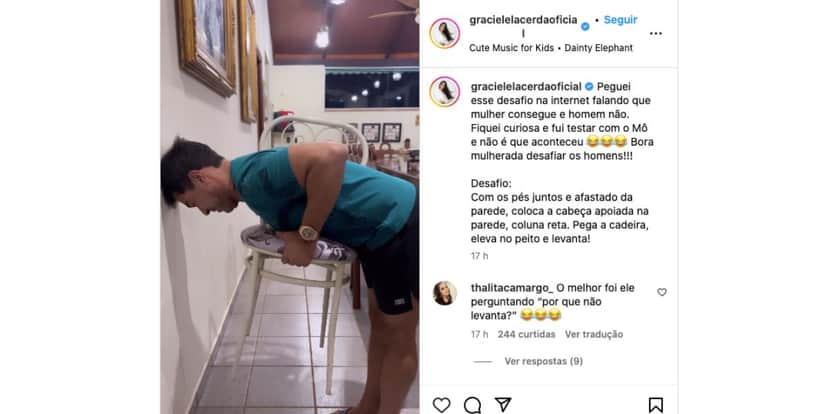 Zezé Di Camargo fazendo desafio (Foto: Reprodução / Instagram) Zezé Di Camargo fazendo desafio (Foto: Reprodução / Instagram)