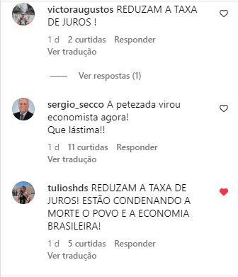 Revolta dos usuários nos comentários - Foto: Reprodução/Instagram Revolta dos usuários nos comentários - Foto: Reprodução/Instagram