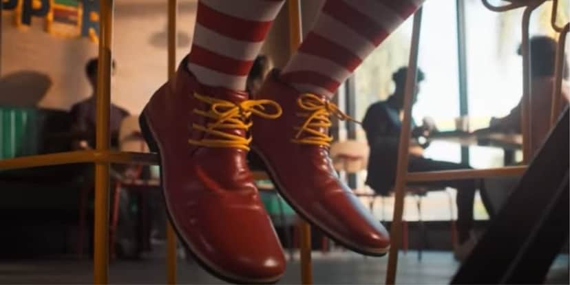 Ronald Nazário com os sapatos de palhaço em propaganda do BK (Reprodução: Youtube)