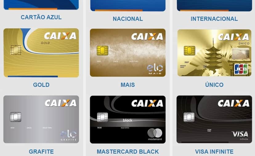 Tipo de cartões da instituição (Foto: Reprodução/Caixa) Tipo de cartões da instituição (Foto: Reprodução/Caixa)