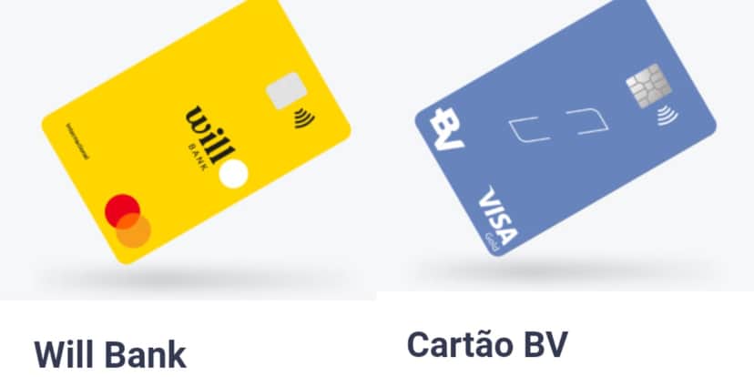 Cartões Will Bank e BV (Reprodução: Montagem TV Foco) Cartões Will Bank e BV (Reprodução: Montagem TV Foco)
