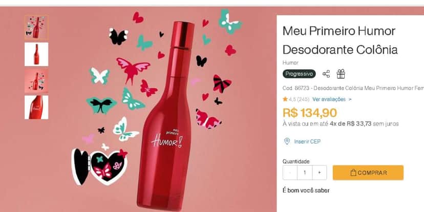 Meu Primeiro Humor da Natura (Reprodução - Natura) Meu Primeiro Humor da Natura (Reprodução - Natura)
