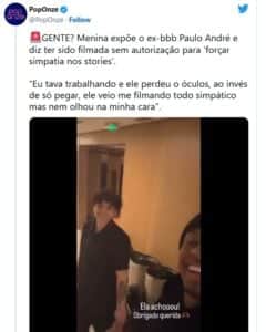 Paulo André foi acusado de forçar simpatia (Foto: Reprodução / Twitter) Paulo André foi acusado de forçar simpatia (Foto: Reprodução / Twitter)