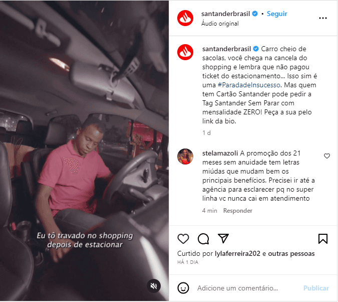 Anúncio do banco no Instagram - Foto: Reprodução/Instagram Anúncio do banco no Instagram - Foto: Reprodução/Instagram