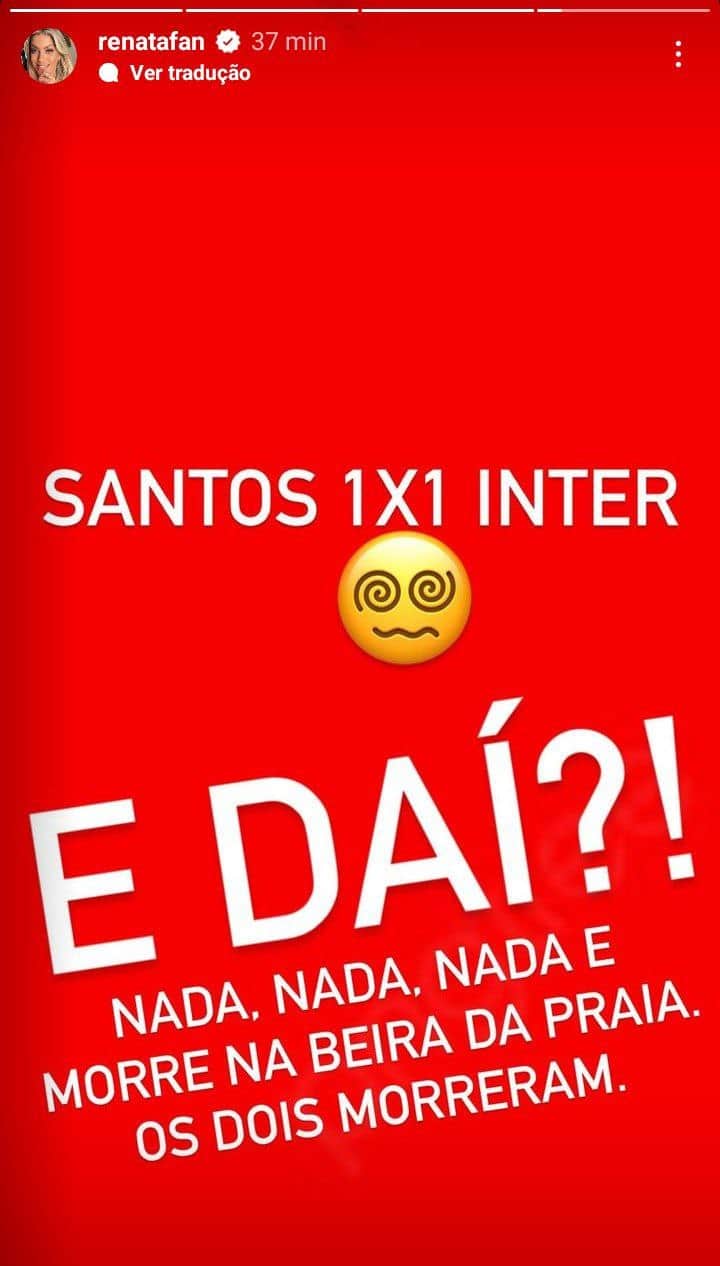 Apresentadora se revoltou com empate do Internacional (Foto: Reprodução/ Instagram)