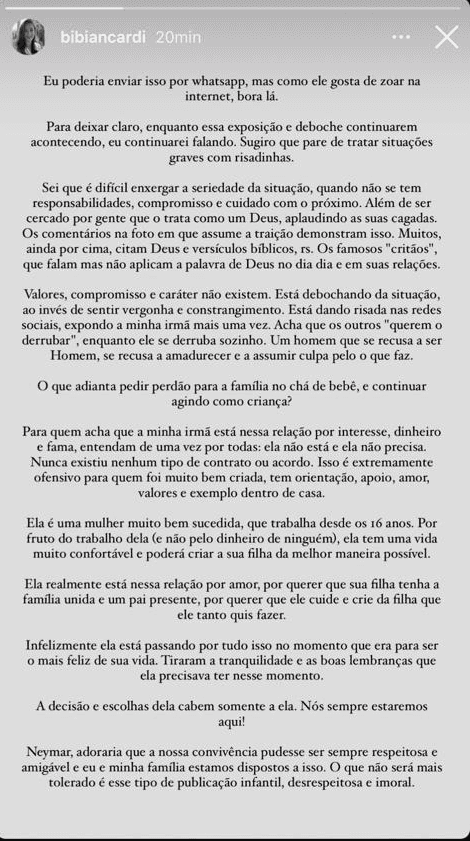 Stories de Bianca Biancardi (Foto: Reprodução/ Internet) Stories de Bianca Biancardi (Foto: Reprodução/ Internet)