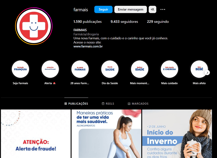 Rede social da Farmais conta com quase 10 mil seguidores (Foto Reprodução/Internet) Rede social da Farmais conta com quase 10 mil seguidores (Foto Reprodução/Internet)