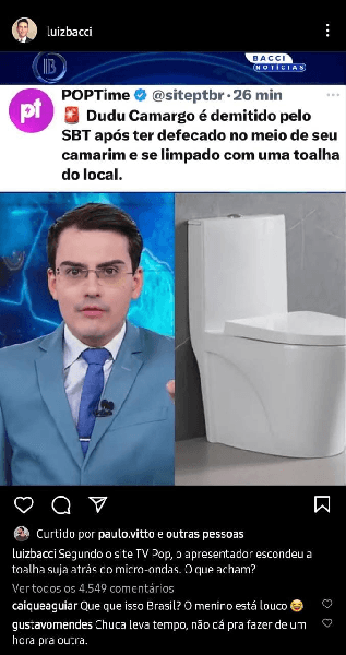 Publicação de Luiz Bacci (Foto: Reprodução/ Instagram) Publicação de Luiz Bacci (Foto: Reprodução/ Instagram)