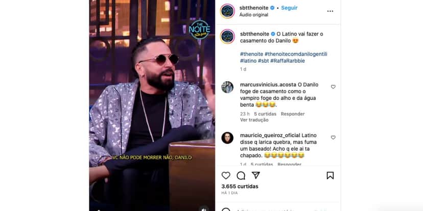 Latino no The Noite do SBT (Foto: Reprodução / Instagram) 