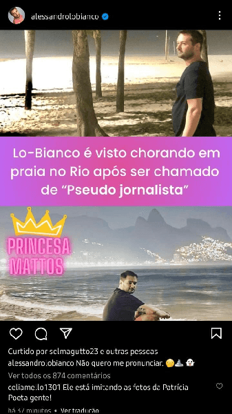 Publicação de Alessandro Lo Bianco (Foto: Reprodução/ Instagram) Publicação de Alessandro Lo Bianco (Foto: Reprodução/ Instagram)