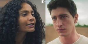 Aline (Barbara Reis) e Daniel (Johnny Massaro) em cenas de Terra e Paixão (Foto: Reprodução / Globo / Montagem TV Foco)