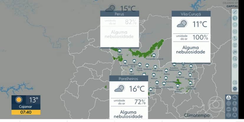 Clima (Foto: Bom Dia São Paulo da Globo) Clima (Foto: Bom Dia São Paulo da Globo)