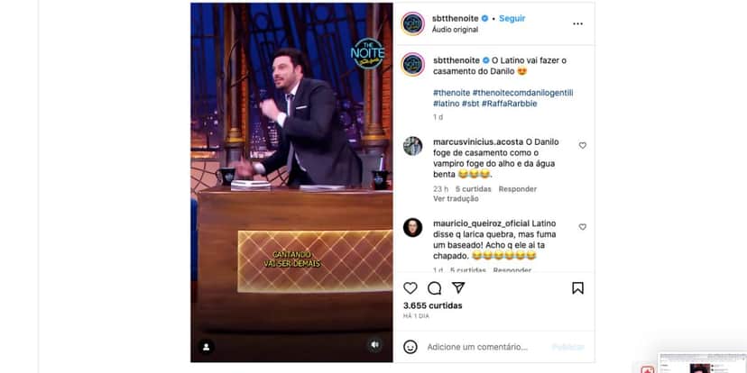 Danilo Gentili no The Noite do SBT (Foto: Reprodução / Instagram) 