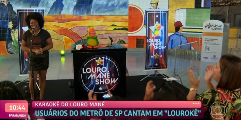 Louro Mané promoveu karaokê no Metrô de São Paulo (Foto: Reprodução/TV Globo) Louro Mané promoveu karaokê no Metrô de São Paulo (Foto: Reprodução/TV Globo)