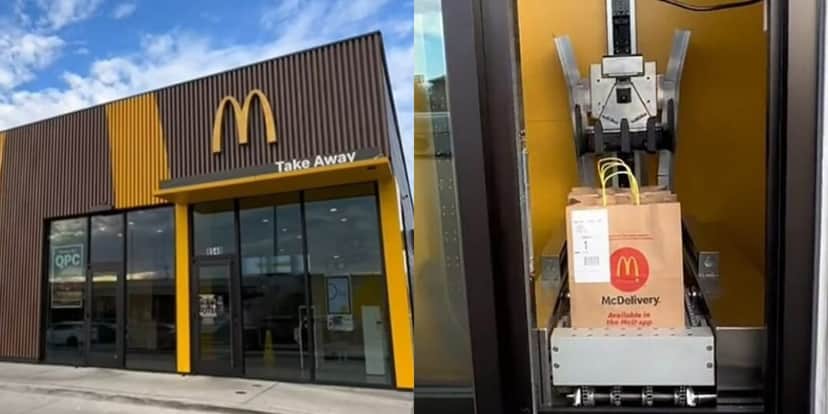 Restaurante totalmente automatizado, com esteira rolante para receber o pedido (Reprodução: Montagem TV Foco) Restaurante totalmente automatizado, com esteira rolante para receber o pedido (Reprodução: Montagem TV Foco)