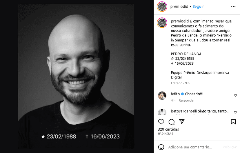 Pedro de Landa, jurado famoso, morreu aos 34 anos (Foto: Reprodução/ Instagram)