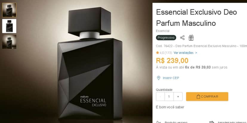 Essencial perfume natura (Reprodução - Natura) Essencial perfume natura (Reprodução - Natura)