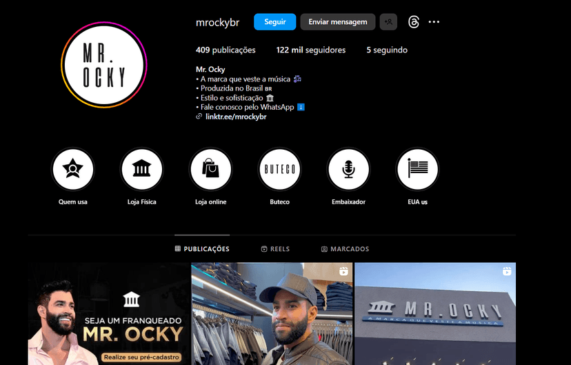 Perfil do MR.Ocky no Instagram já conta com 122 mil seguidores (Foto Reprodução/Instagram) Perfil do MR.Ocky no Instagram já conta com 122 mil seguidores (Foto Reprodução/Instagram)