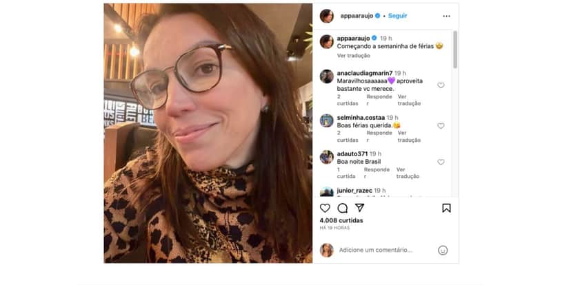 Ana Paula Araújo está de férias (Foto: Reprodução / Instagram) Ana Paula Araújo está de férias (Foto: Reprodução / Instagram)