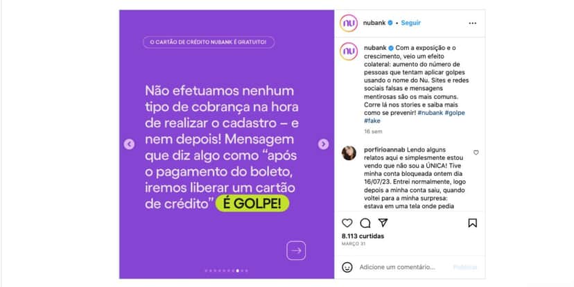 Comunicado sobre golpes (Foto: Reprodução / Instagram) Comunicado sobre golpes (Foto: Reprodução / Instagram)