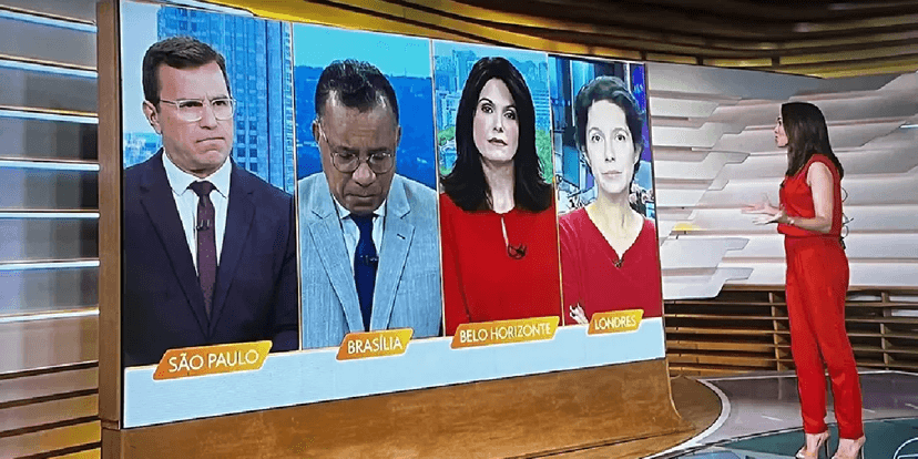 Heraldo Pereira no 'Bom Dia Brasil' com cabeça baixa e triste com situação (Foto: Reprodução/ Internet)