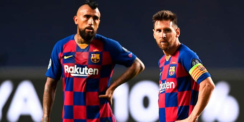 Vidal e Messi em tempos de Barcelona - Imagem: Michael Regan - UEFA Vidal e Messi em tempos de Barcelona - Imagem: Michael Regan - UEFA