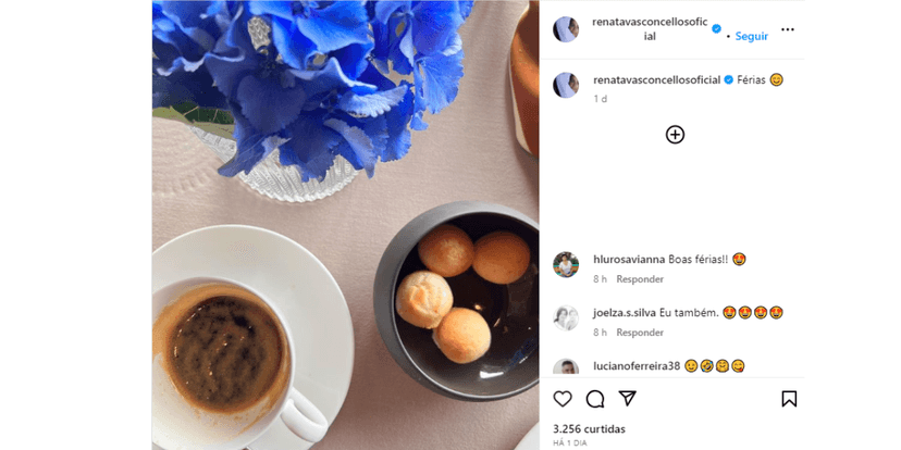 Renata Vasconcellos confirma que está de férias da Globo (Foto: Instagram) Renata Vasconcellos confirma que está de férias da Globo (Foto: Instagram)
