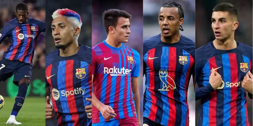 Demabele, Raphinha, Eric Garcia, Kounde e Ferran Torres estão na lista para possível contratação (Reprodução: Montagem TV Foco)