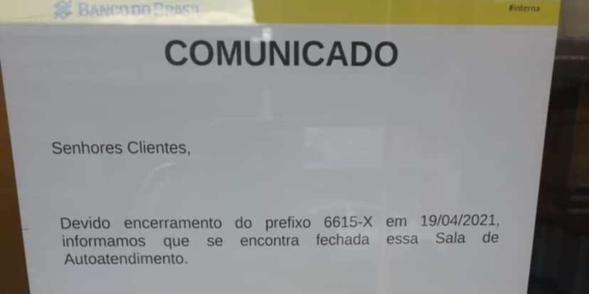 Comunicado oficial do Banco do Brasil sobre o fechamento da agência de Cotia (Reprodução: Internet) Comunicado oficial do Banco do Brasil sobre o fechamento da agência de Cotia (Reprodução: Internet)