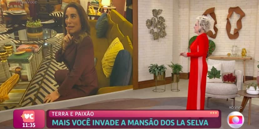 Ana Maria Braga mandou repórter deixar gravação com Gloria Pires (Foto: Reprodução/TV Globo) Ana Maria Braga mandou repórter deixar gravação com Gloria Pires (Foto: Reprodução/TV Globo)