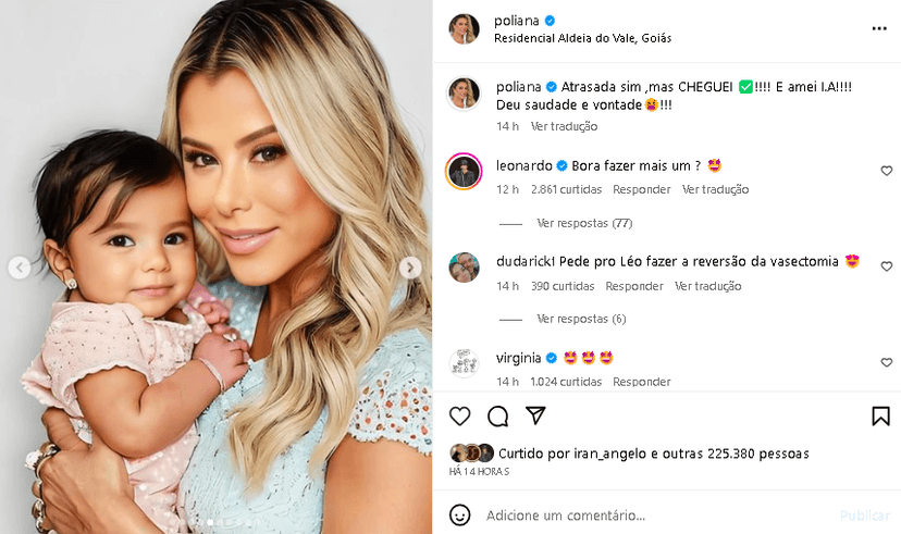 Poliana Rocha, esposa de Leonardo surgiu com barrigão de "grávida'' (Foto: Reprodução/ Instagram) Poliana Rocha, esposa de Leonardo surgiu com barrigão de "grávida'' (Foto: Reprodução/ Instagram)