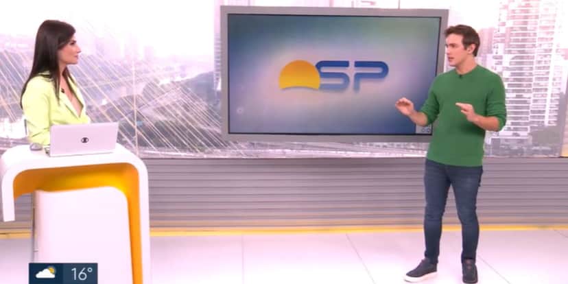 Sabina Simonato e Alê Jodar durante o Bom Dia SP (Reprodução: Globo) Sabina Simonato e Alê Jodar durante o Bom Dia SP (Reprodução: Globo)