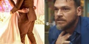 Theo invade casamento de Sol em Vai na Fé (Foto: Reprodução / Globo / Montagem TV Foco) Theo invade casamento de Sol em Vai na Fé (Foto: Reprodução / Globo / Montagem TV Foco)
