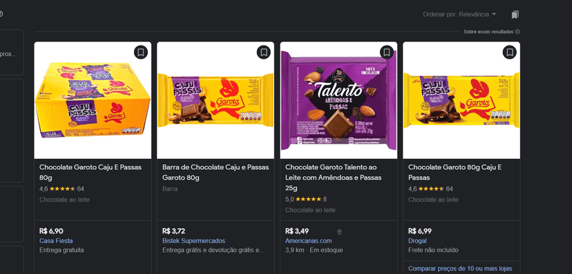 Chocolate Garoto continua sendo vendido nas principais lojas e supermercados (Foto Reprodução/Google Shopping) Chocolate Garoto continua sendo vendido nas principais lojas e supermercados (Foto Reprodução/Google Shopping)
