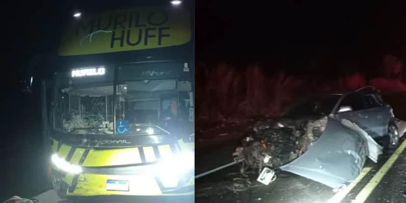 Acidente na madrugada envolvendo o ônibus não teve fatalidades (Reprodução: Montagem TV Foco) Acidente na madrugada envolvendo o ônibus não teve fatalidades (Reprodução: Montagem TV Foco)