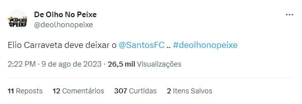 Mais um nome pede demissão do Santos (Foto: Twitter) Mais um nome pede demissão do Santos (Foto: Twitter)