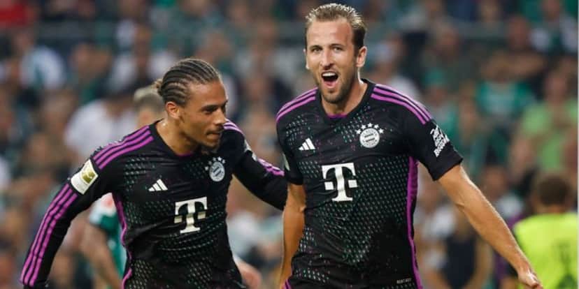 Kane e Sané com a camisa de um dos principais clubes do campeonato alemão (Reprodução: Internet) Kane e Sané com a camisa de um dos principais clubes do campeonato alemão (Reprodução: Internet)