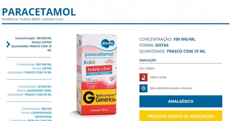 Paracetamol do EMS já está disponível (Foto: Divulgação) Paracetamol do EMS já está disponível (Foto: Divulgação)