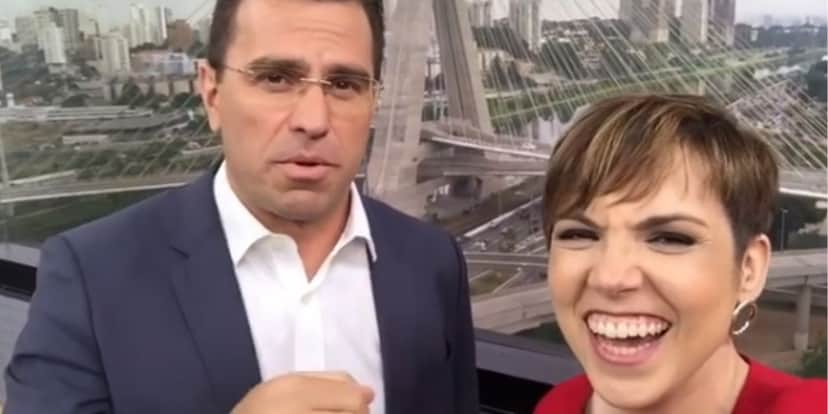 O jornalista ficou emocionado com a despedida de sua companheira de emissora (Reprodução: Globo) O jornalista ficou emocionado com a despedida de sua companheira de emissora (Reprodução: Globo)