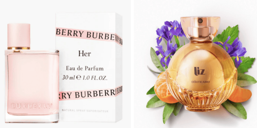 Burberry Her e Liz (Reprodução/Internet) Burberry Her e Liz (Reprodução/Internet)