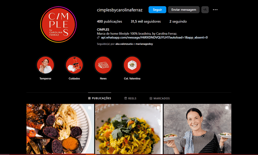 Perfil oficial da marca Cimples nas redes sociais (Foto Reprodução/Instagram) Perfil oficial da marca Cimples nas redes sociais (Foto Reprodução/Instagram)